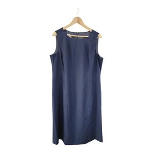 Pendleton Blue sleeveless dress size 18 virgin wool sheath lined sophisticated
